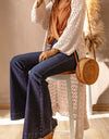 Dropped Shoulder Long Sleeve Crochet Duster Cardigan