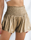 Glitter Smocked High-Waist Shorts