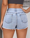 Raw Hem Pocketed Denim Shorts