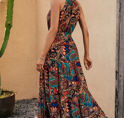 Tied Floral Sleeveless Dress