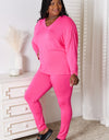 Basic Bae Full Size V-Neck Soft Rayon Long Sleeve Top and Pants Lounge Set