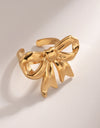 18K Gold-Plated Stainless Steel Bow Ring