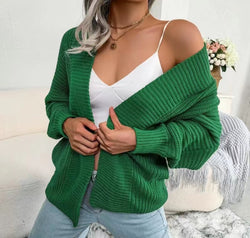 Open Front Lantern Sleeve Cardigan