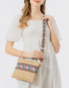 Geometric Straw Weave Crossbody Bag