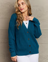 Zenana Kiss Me Tonight Full Size Button Down Cardigan in Teal