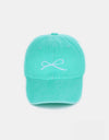 Zenana Bow Embroidered Washed Cotton Caps