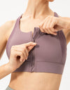 Zip-Up Round Neck Sports Bra