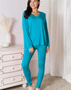 Basic Bae Full Size V-Neck Soft Rayon Long Sleeve Top and Pants Lounge Set