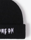 COME ON Embroidered Cuff Knit Beanie