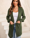 Cable-Knit Dropped Shoulder Slit Cardigan