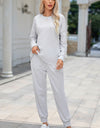 Round Neck Top and Drawstring Pants Lounge Set