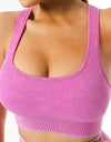 Ribbed Scoop Neck Sleeveless Sports Bra