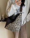 Leopard Contrast Adjustable Strap Shoulder Bag