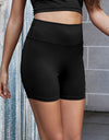 Exposed Seam Decorative Button Yoga Shorts