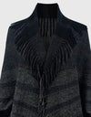 Fringe Detail Open Front Poncho