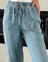 Drawstring High Waist Jeans with Pockets