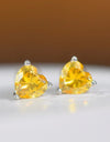 2 Carat Yellow Heart Moissanite Platinum-Plated Earrings