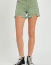 RISEN Mid Waist Frayed Hem Denim Shorts