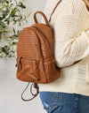 SHOMICO PU Leather Woven Backpack