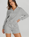 Half Button Sweatshirt and Shorts Active Set