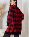 Heimish Full Size Plaid Open Front Cardigan with Pockets