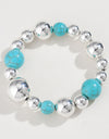 Artificial Turquoise Alloy Beaded Bracelet