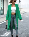 Dropped Shoulder Long Sleeve Cardigan with Pocket