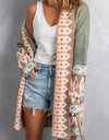 Geometric Open Front Long Sleeve Cardigan