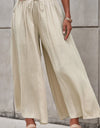 Drawstring Waist Wide Leg Pants