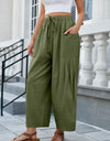 Drawstring Pocketed Wide Leg Pant