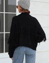 Fringe Trim Open Front Cardigan