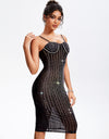 Rhinestone Sweetheart Neck Wrap Cami Dress