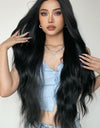 Full Machine Long Wave Synthetic Wigs 28''