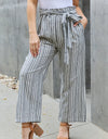 Heimish Find Your Path Full Size Paperbag Waist Striped Culotte Pants