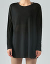 Round Neck Slit Sheer Tunic Sports Top