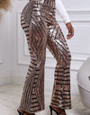 Sequin Striped High Waist Bootcut Pants