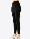 Drawstring Ruched Faux Layered Yoga Leggings