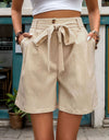 Tied High Waist Shorts with Pockets