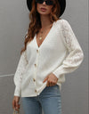 Rib-Knit Plunge Raglan Sleeve Cardigan