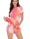 Tie-Dye Round Neck Short Sleeve Top and Shorts Lounge Set