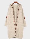 Openwork Long Sleeve Open Front Hooded Cardigan