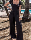 Square Neck Short Sleeve Wide Leg Jumpsuit