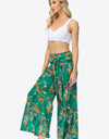 Floral Tie-Waist Tiered Culottes