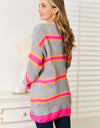 Woven Right Ribbed Long Sleeve Cardigan