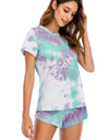 Tie-Dye Round Neck Short Sleeve Top and Shorts Lounge Set