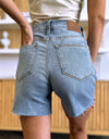 Judy Blue Full Size High Waist Raw Hem Denim Shorts