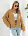 Open Front Ribbed Trim Cardigan