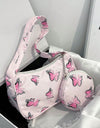 Butterfly Print Shoulder Bag with Purse