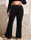 Plus Size Ribbed High Waist Flare Pants