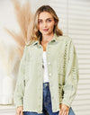 Distressed Raw Hem Denim Jacket